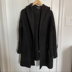 VINCE merino wool alpaca long cardigan w hood Sm